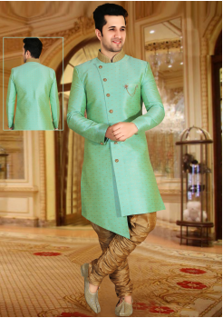 Sea Green with Gold Color Designer New Indo Western Sherwani